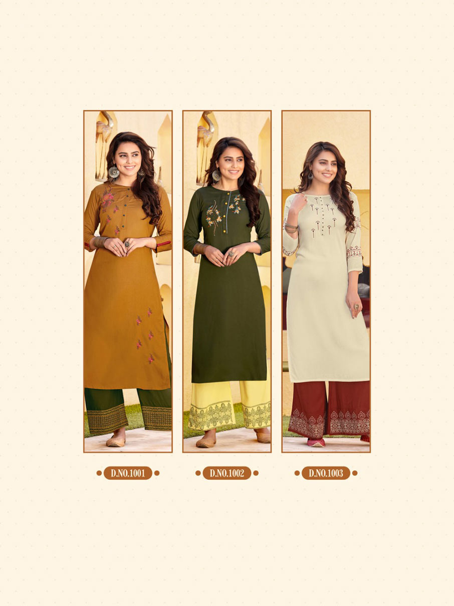 Signature Vol-2 Rayon Embroidery Kurti Set Signature Vol-2 Rayon Embroidery Kurti Set
